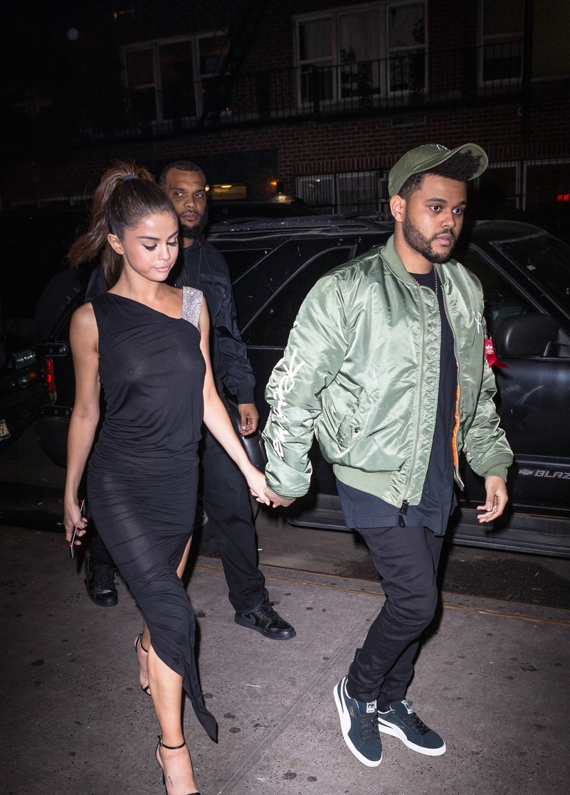 The-Weeknd-Selena-Gomez-Alpha-Industries-Starboy-jacket-Puma-sneakers-3 | The Pop Culture